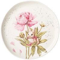 Тарелка десертная фарфор 20,5см SUNDAY КРОЛИКИ розово-зеленый Lefard 85-1846