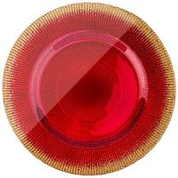 Тарелка десертная разноцветное стекло 21см GLAMOUR RED Аксам 339-247