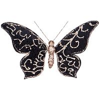 Бабочка на клипсе 23*14см черная с золотом Lefard 535-329
