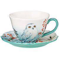 Чайная пара фарфор 200мл ЗИМНЯЯ СКАЗКА СОВА Lefard 409-202
