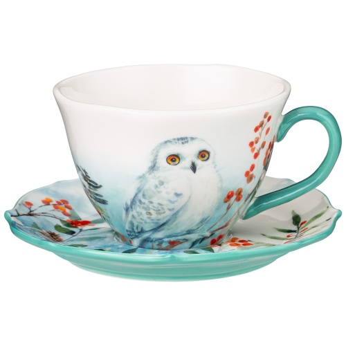 Чайная пара фарфор 200мл ЗИМНЯЯ СКАЗКА СОВА Lefard 409-202