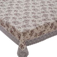 Скатерть ПВХ 152см круглая (белый-коричневый) Meiwa F-198