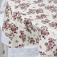 Скатерть ПВХ 132*178см прямоугольная (белый-коричневый) Meiwa F-198