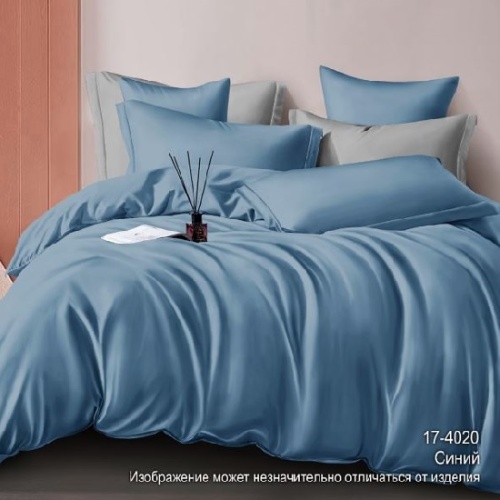КПБ 1,5сп сатин 50*70см однотонный СИНИЙ Хлопковый Рай