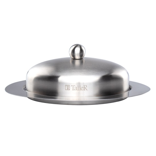Масленка нерж. сталь 19,5*13,5*7,5см КЕЙТ овальная с крышкой Taller TR-61218