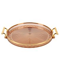 Поднос акрил 27см КОРИЧНЕВЫЙ с ручками Nouvelle Home 9904581-3