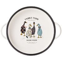 Блюдо из фарфора 29*23,5см FAMILY FARM ГУСИ круглое с ручками Lefard 263-1247