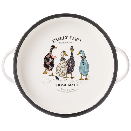 Блюдо из фарфора 29*23,5см FAMILY FARM ГУСИ круглое с ручками Lefard 263-1247