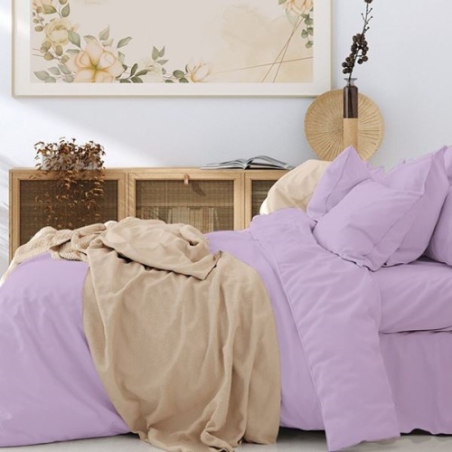 КПБ Семейный 5пр поплин 50*70см Дуэт однотонный ЛАВАНДА Хлопковый Рай