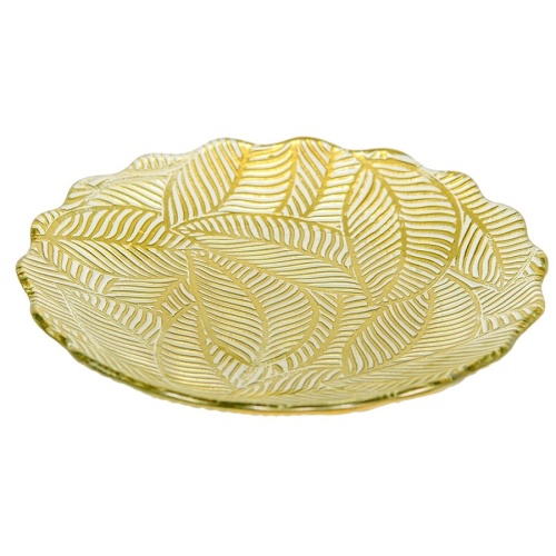 Блюдо из стекла 30,5см ЛИСТЬЯ прозрачный Магамакс Tin-19