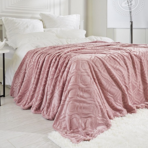 Плед 200*220см флис УЗОР пудровый 4033 Арт Постель