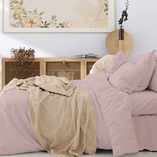 КПБ Евро поплин 50*70см однотонный ПУДРОВЫЙ Хлопковый Рай