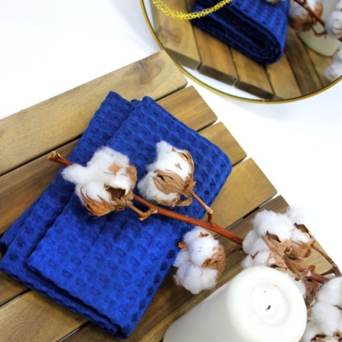 Полотенце вафельное 66*155см БОХО индиго Votex Home