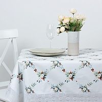 Скатерть ПВХ 132*178см прямоугольная (белый-зеленый) Meiwa F-290