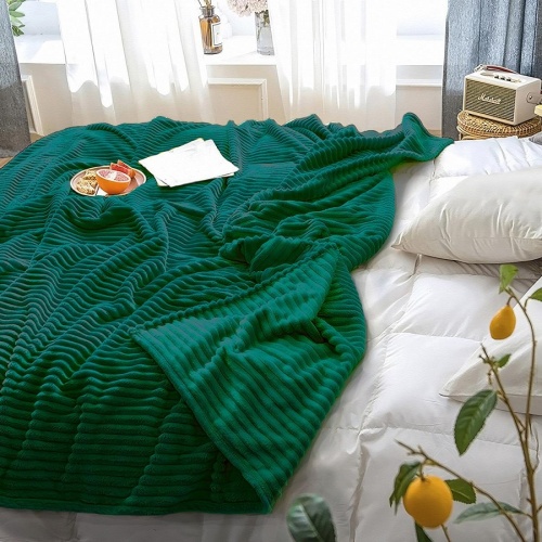 Плед 150*200см велсофт ПОЛОСА изумрудный Vse Doma