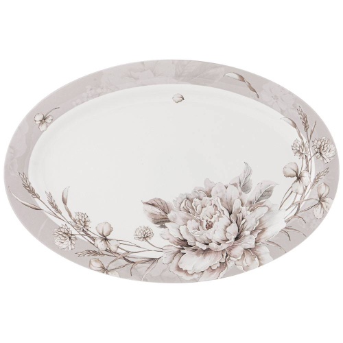 Блюдо из фарфора 36*24см БЕЛЫЙ ЦВЕТОК овальное Lefard 415-2126