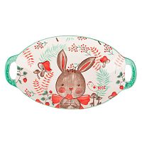 Блюдо из фарфора 27*16см KAWAII FOREST RABBIT овальное с ручками Nouvelle Home 0860408