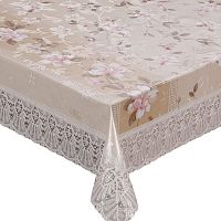 Скатерть ПВХ 152*228см овальная (белый-бежевый) Meiwa FPLUS-185AZ