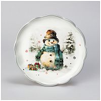 Тарелка десертная керамика 20,3см С НОВЫМ ГОДОМ СНЕГОВИК Agness 358-2266