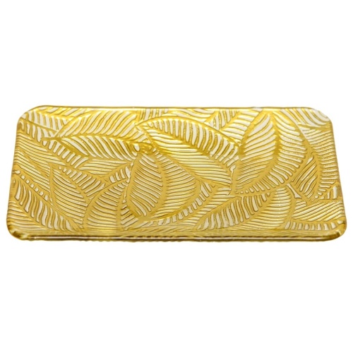 Блюдо из стекла 30,5*22,5*2,5см ЛИСТЬЯ прямоугольное Магамакс Tin-17