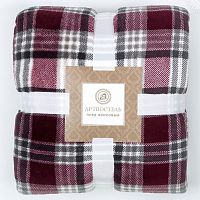 Плед 200*220см флис КЛЕТКА белый-графит Арт Постель