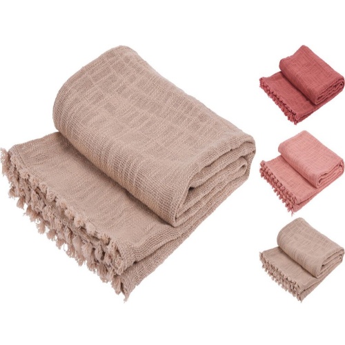 Плед 130*170см хлопок H&S 3 цвета (кисточки) Купман A35850620