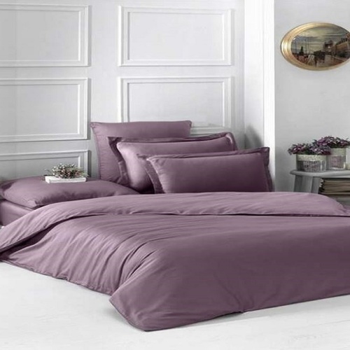 КПБ 2,0сп (европростыня) сатин 50*70см однотонный СИРЕНЕВЫЙ ТУМАН Хлопковый Рай