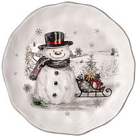 Тарелка десертная керамика 23см С НОВЫМ ГОДОМ СНЕГОВИК Agness 358-2245