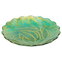 Блюдо из стекла 30,5см ЛИСТЬЯ зеленый Магамакс Tin-20