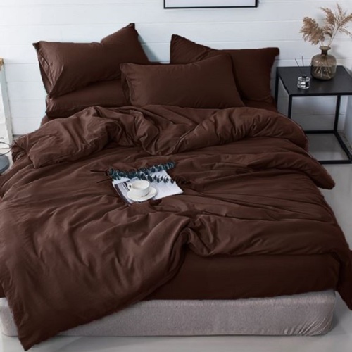 КПБ 2,0сп (европростыня) сатин 50*70см однотонный КОФЕ Хлопковый Рай