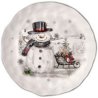 Тарелка глубокая керамика 27,8см С НОВЫМ ГОДОМ СНЕГОВИК Agness 358-2244