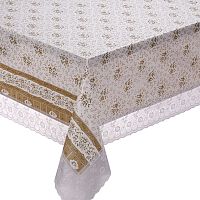 Скатерть ПВХ 122*152см прямоугольная (белый-бежевый) Meiwa F-5