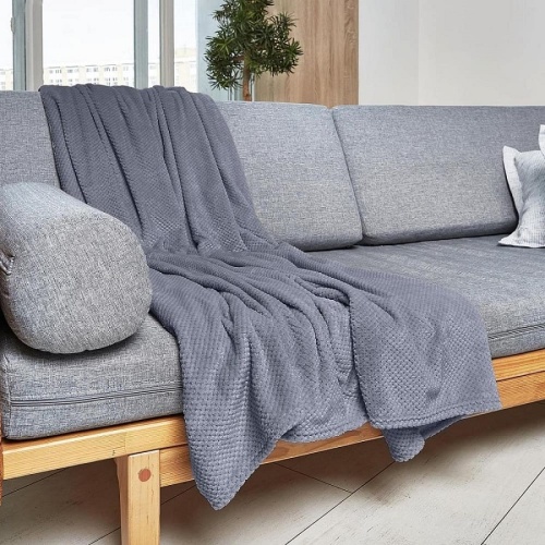 Плед 150*200см велсофт ПИНОЛИ сине-серый Vse Doma