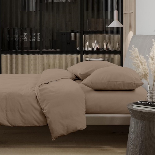 КПБ 1,5сп перкаль 50*70см однотонный LATTE рис. 86011-11 Wenge Актив