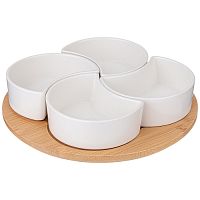 Менажница из фарфора 4-х секц. 23*6,5см NATIVE на подставке Lefard 263-1349