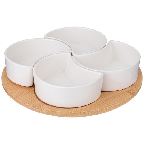 Менажница из фарфора 4-х секц. 23*6,5см NATIVE на подставке Lefard 263-1349