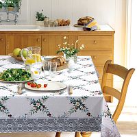 Скатерть ПВХ 132*178см овальная (белый-зеленый) Meiwa F-290