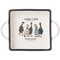 Блюдо из фарфора 25,5*18см FAMILY FARM ГУСИ квадратное с ручками Lefard 263-1257