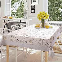 Скатерть ПВХ 152*228см прямоугольная (белый-бежевый) Meiwa F-288