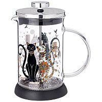 Френч-пресс 600мл Agness ПАРИЖСКИЕ КОТЫ закал. стекло нерж. сталь 894-157