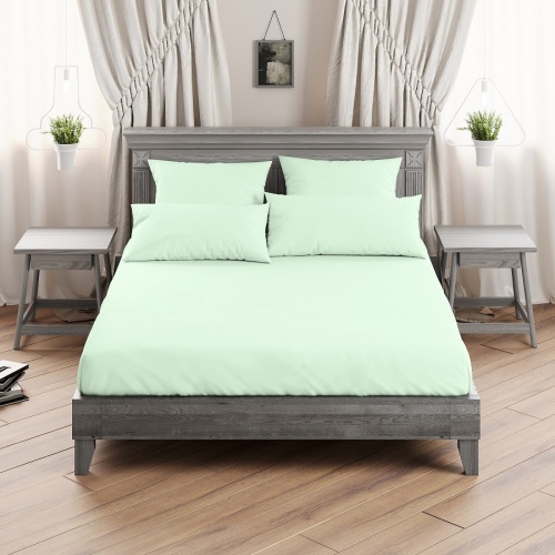 КПБ Семейный 5пр поплин 50*70см Дуэт однотонный МЯТА Хлопковый Рай