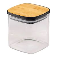 Банка для сыпучих стекло 650мл BAMBOO квадратная Attribute AJB103