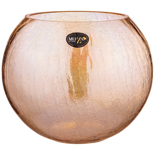 Ваза стекло 21см CRACLE AMBER 380-638 Muza