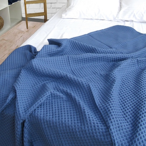 Плед 160*200см хлопок БОХО синий Votex Home