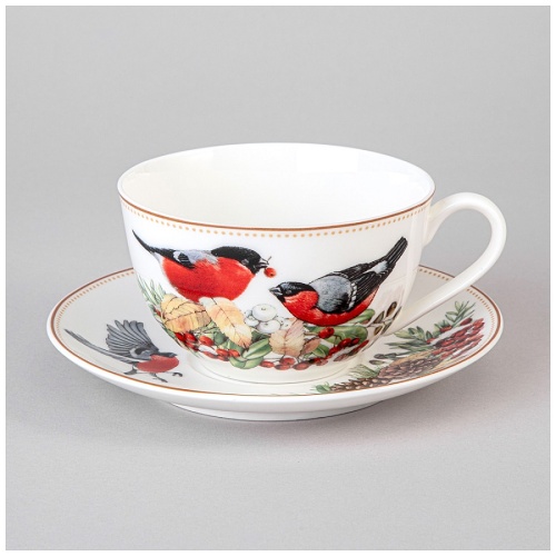 Чайная пара фарфор 300мл МОРОЗКО СНЕГИРИ Lefard 85-2059