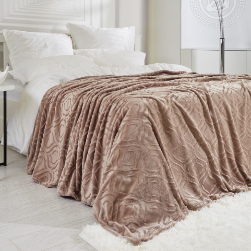 Плед 200*220см флис УЗОР бежевый 20-014 Арт Постель