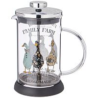 Френч-пресс 600мл Agness FAMILY FARM ГУСИ закал. стекло нерж. сталь 894-156