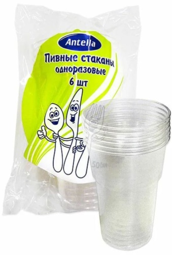 Стакан пластиковый 400мл 6шт ПРОЗРАЧНЫЙ Антелла 25211