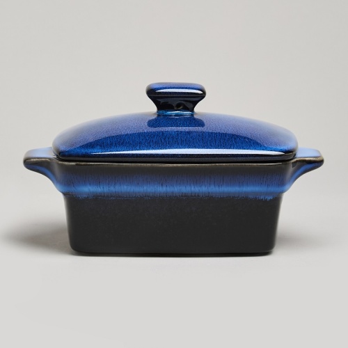 Форма для запекания керамика 16,5*10*5/9см REACTIVE BLUE с крышкой Agness 780-133