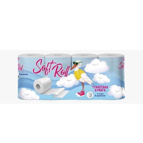 Бумага туалетная SOFT ROLL 8рул 3сл белая 1/6